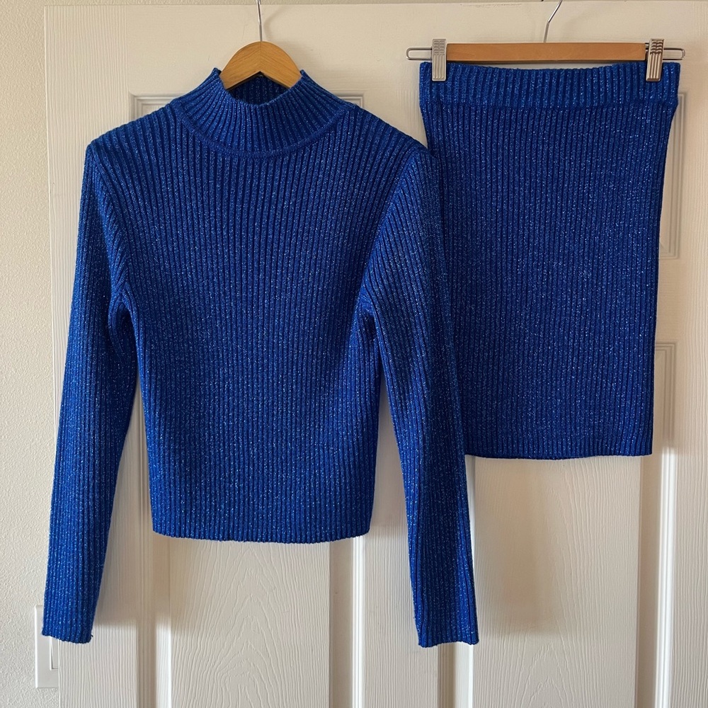 Vintage Contempo Casuals metallic blue Set sz medium